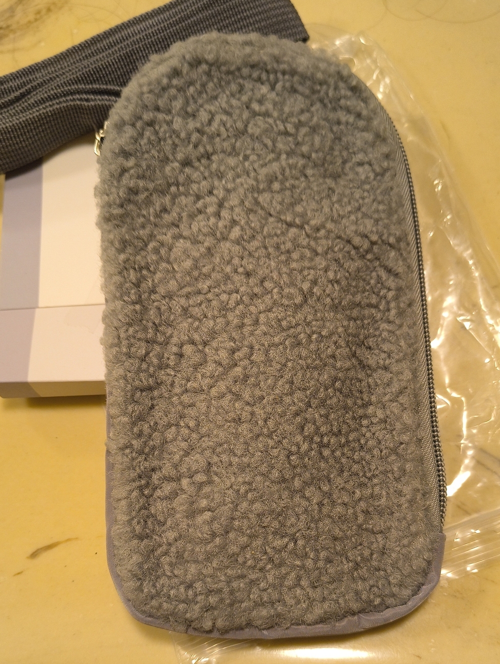 Grey Sherpa Phone Crossbody Bag